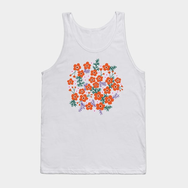 Buttercup garden in coral and lavender Tank Top by Natalisa